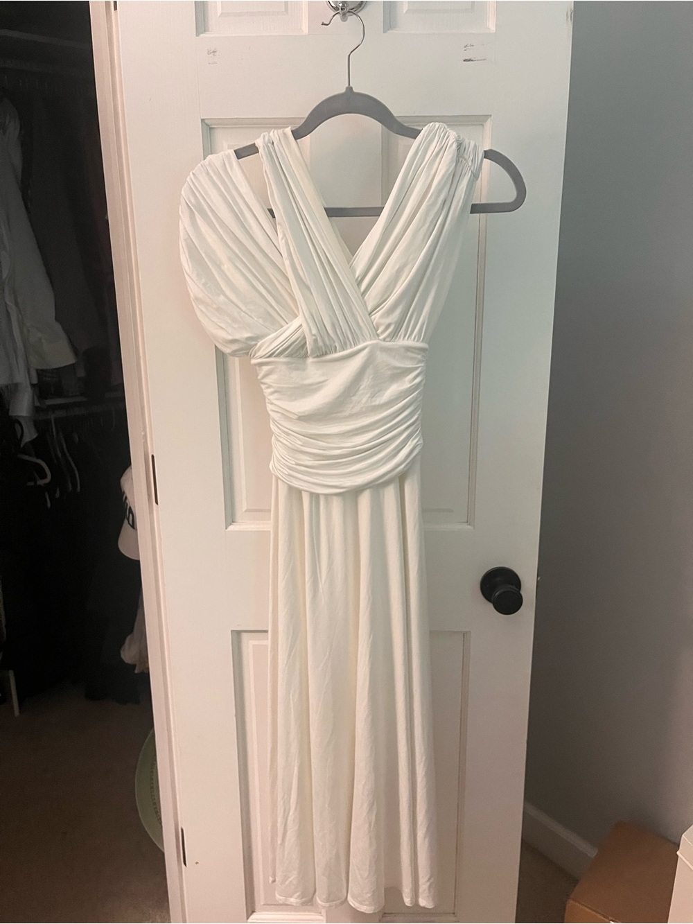 Hope for Flowers by Tracy Reese White Ruched V-Neck Dress